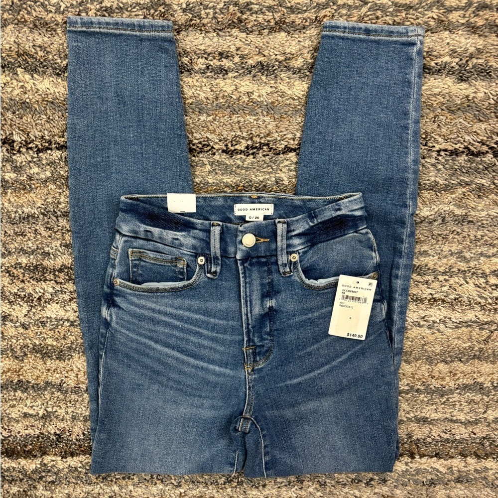Good American Good Legs Crop Skinny Jeans Sz 0/25 NWT | Good American Skinny - - Picture 7 of 13